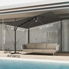 10 x 9.7 ft Offset Cantilever Patio Umbrella with Lights, Wind Rope, UPF50+ Outdoor Cantilever Parasol, Dark Grey