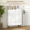 Narrow Shoe Storage Cabinet with Soft-Close Hinges and Adjustable Shelves for 15-20 Pairs of Shoes, High Gloss White