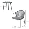 3-Piece Rattan Bistro Set, Garden Seating Group with 2 Armchairs and Coffee Table, Balcony Furniture Set, Grey