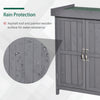 Wooden Garden Tool Storage Shed Kit with Hinged Roof, 2-Tier Shelves and Double Doors, 74x43x88cm, Dark Grey