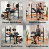 Soozier Adjustable Weight Bench with Barbell Rack and Leg Developer for Weight Lifting and Strength Training Multifunctional Workout Station for Home Gym Fitness, Black