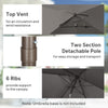 6.5x10ft Patio Umbrella, Rectangle Market Umbrella, Dark Grey