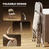 Set of 2 Metal Foldable Chairs, Linen Fabric Padded Folding Chairs with Cushion Seat and Open Back for Indoor, Beige