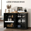 Modern Sideboard Buffet Cabinet, Modern Kitchen Storage Cabinet with 4 Doors Adjustable Shelves, for Dining Room, Black