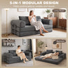 5-in-1 Convertible Sofa Bed, L-Shaped Loveseat Reversible Sleeper Sofa with 2 Pillows, Dark Grey