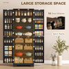 166 cm Kitchen Pantry Cabinet Adjustable Shelves Tall Storage Cabinet Door Shelves 8 Shelves Brown Black