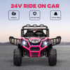 Qaba 2 Seater 24V Electric Car for Kids w/ Remote Control, 3 Speed, LED Lights, Music, Horn, Spring Suspension, Pink