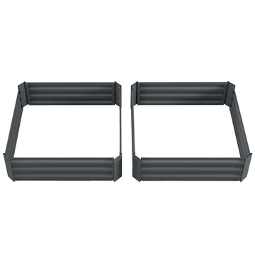 Set of 2 Raised Garden Bed, Steel Elevated Planter Box for Flowers, Herbs, Succulents, 39