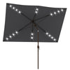 6.5x10ft Patio Umbrella Tilt Aluminum Outdoor Market Parasol with Solar Powered LEDs, Crank - Dark Grey