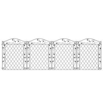 Outdoor Metal Garden Fence Panels, Border Edging for Yard, Patio, 4 Pack, Wavey Vines