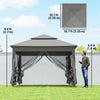 11' x 11' Pop Up Canopy 2-Tier Soft Top Shelter Event Tent w/ Netting Carry Bag for Patio Backyard Garden, Dark Grey