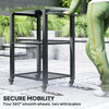 Outdoor Grill Cart w/ Foldable Side Table, 3-Tier Pizza Oven Stand w/ Stainless Steel Tabletop, Hooks, Wheels