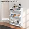 Shoe Storage Cabinet with 4 Flip Drawers and Adjustable Shelf, Shoe Cabinet for 16 Pairs of Shoes, White