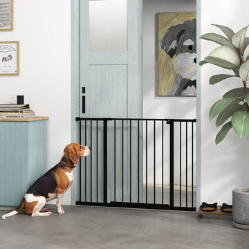 Pressure Fit Dog Gate Pet Barrier for stairs doorway, 29.9''- 42.1'' Width Black