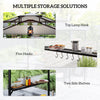 8' x 7.6' Grill Gazebo, Double Tiered Barbecue Grill Gazebo Shelter w/ Side Awning, 2 Side Shelves, 6 Hooks