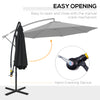 9.7ft Offset Patio UmbrellaCantilever Parasol with Crank Handle, 8 Ribs and Cross Base for Outdoor, Sun Shade, Black