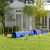 7 Pcs Dog Agility Kit w/ Tunnels, Weave Poles, Adjustable Hurdles, Jump Ring, Pause Box, Whistle, Carry Bag, Blue