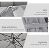 9ft Cantilever Patio Umbrella, Square Overhanging Umbrella with Cross Base, Crank Handle, Tilt, 360° Rotation and Aluminum Frame, Light Grey