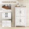 Farmhouse Bathroom Storage Cabinet, Bathroom Floor Cabinet with Barn Doors and Adjustable Shelves, White