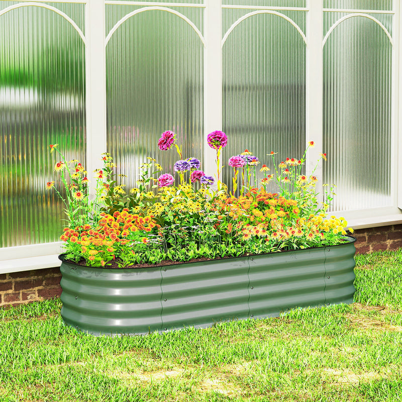 4.9 x 2 x 1ft Galvanized Raised Garden Bed Kit, Metal Planter Box with Safety Edging, Green