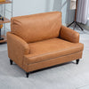 Modern Accent Chair, Leathaire Armchair with Turned Legs and Wide Seat, Comfy Chair for Living Room