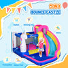 Kids 5 in 1 Inflatable Bounce Castle House, Trampoline Water Slide Pool Climbing Wall with Inflator for Kids Age 3-12 Summer 12.4' x 10.5' x 6.9' - Multi-color