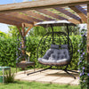 Double Wicker Egg Swing Chair with Canopy, Foldable Hanging Egg Chair with Stand Cushion Headrest