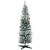 6ft Tall Pencil Artificial Christmas Tree, Holiday Décor with Snow Flocked Branches, Green