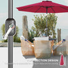 10' x 8' Round Market Umbrella, Patio Umbrella with Crank Handle and Tilt, Outdoor Parasol for Garden, Bench, Lawn, Wine Red