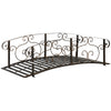6FT Steel Garden Bridge with Safety Siderails, Decorative Arc Landscaping Bridge for Backyard Creek Stream Pond, Brown