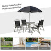 6 Pieces Outdoor Dining Set for 4 with Umbrella Patio Outdoor Furniture Set with Round Table 4 Folding Chairs Black