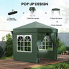 6.6'x6.6' Pop Up Canopy Tent with Sidewalls, Instant Sun Shelter Camping Gazebo with Carry Bag, Dark Green