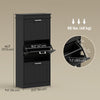 Slim Shoe Cabinet with 3 Flip Drawers and Adjustable Shelves, Narrow Shoe Cabinet for 15 Pairs of Shoes, Black