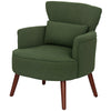 Modern Accent Chair, Upholstered Armchair with Solid Wood Legs and Lumbar Pillow for Living Room, Grey