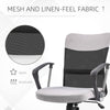 Mid Back Office Chair, Linen Adjustable Office Chair with Lumbar Back Support, Arm, Adjustable Height, Grey