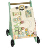 Qaba Wooden Baby Walker, Push Along Walker Toys with Speed Control, Xylophone, gears and Bead Maze, Green