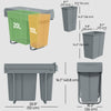 Pull Out Garbage Bin for Kitchen, 30L Under Sink Garbage Can, 2 Removable Compartments, Grey