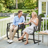 C Spring Motion Patio Chairs Set of 2 with Curved High Backrest, Armrest, All Weather Breathable Fabric, Metal Frame, Brown