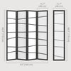 5.6ft Folding Room Divider, 4 Panel Wall Partition with Wood Frame for Bedroom, Home Office, White