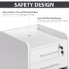 3 Drawer File Cabinet with Lock and Edged Top, Lockable Filing Cabinet on Wheels for Letter and A4 Size, White