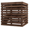 2-in-1 Outdoor Umbrella Base Storage Box Wooden Patio Side Table, Brown