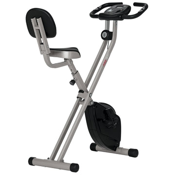 Soozier Foldable Indoor Stationary Bike with 8 Levels of Magnetic Resistance, Exercise Bike for Cardio Workout, Black