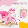 Qaba Baby Rocking Horse, Plush Animal Rocker for Toddlers Aged 18-36 Months, Stuffed Ride Toy with Sounds, Seat Belt, Pink