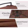 10' Deluxe Patio Umbrella, Outdoor Market Parasol, Banana Hanging Offset Sunshade with Crank, Cross Base, Coffee