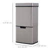 Sensor Trash Can, 19 Gallon Stainless Steel Kitchen Garbage Can with 3 Compartments, Removable Inner Buckets, Silver