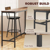 Bar Table Set Counter Height Barstools Set of 4 PU Cushioned Seats Rustic Brown
