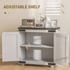 Sideboard Buffet, Kitchen Storage Cabinet with Barn Door and Adjustable Shelves, White and Brown