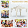 10' x 10' Patio Gazebo Outdoor Pavilion 2 Tire Roof Canopy Shelter Garden Event Party Tent Yard Sun Shade Steel Frame w/ Mosquito Netting Cream White