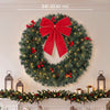 Christmas Decoration, 24 in Pre-Lit Crestwood Spruce Artificial Christmas Wreath, Bow, 50 LED Lights, Green