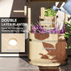 Wood Wishing Well Outdoor Wooden Planter with Hanging Bucket and Drainage Hole for Garden, Patio, Backyard, Natural Wood